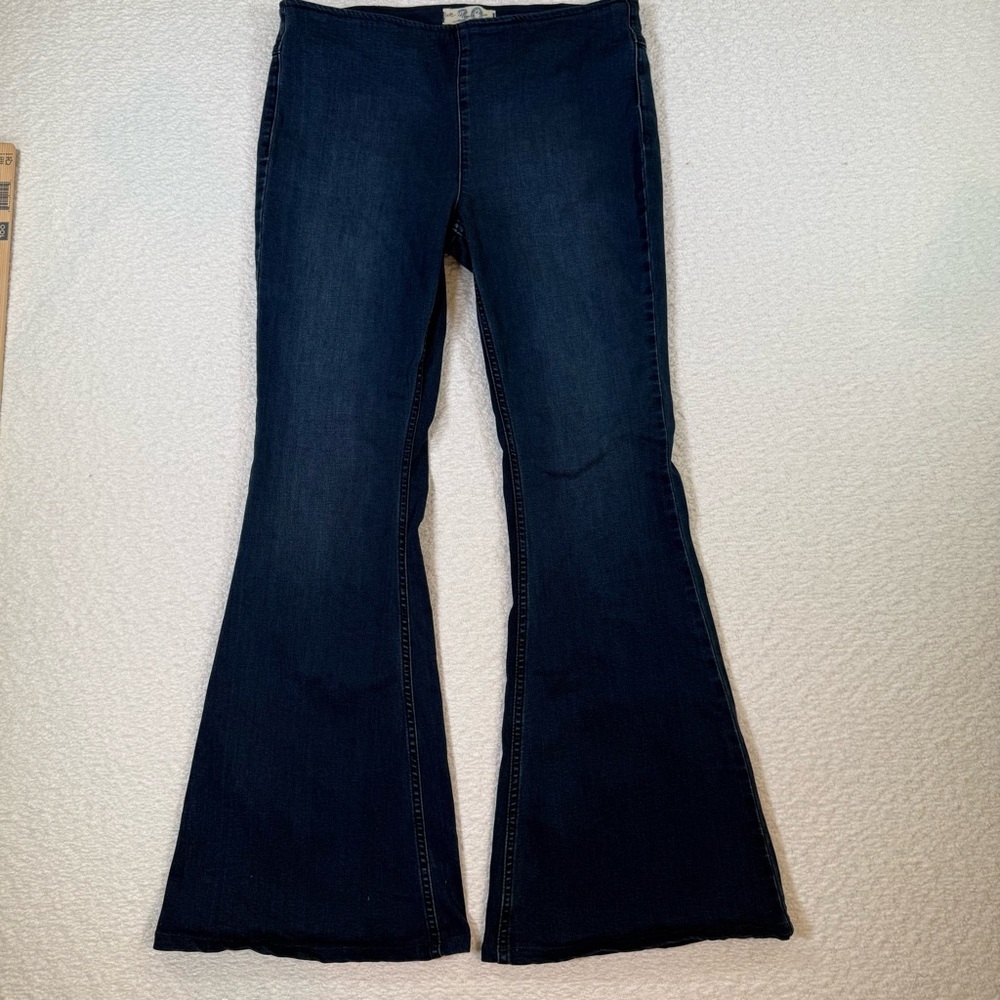 Free People ESF-12702 Women Penny Pull-On Flare Denim Blue Size 30